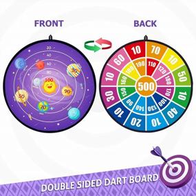 img 3 attached to Double-Sided 28" Dart Board Game Set For Kids - 16 Sticky Balls & 8 Darts, Indoor/Outdoor Party Toys Gift For 3-12 Year Old Boys Girls