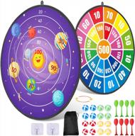 double-sided 28" dart board game set for kids - 16 sticky balls & 8 darts, indoor/outdoor party toys gift for 3-12 year old boys girls логотип
