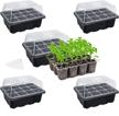 bonviee 5-pack seed starter tray kits: 12 cells per tray, adjustable humidity dome & base indoor greenhouse mini propagator for seeds growing starting! logo