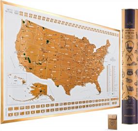 img 4 attached to 24X17 Scratch Off USA Map Poster - Explore National Parks, Landmarks, Highest Peaks & State Flags!