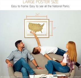 img 2 attached to 24X17 Scratch Off USA Map Poster - Explore National Parks, Landmarks, Highest Peaks & State Flags!