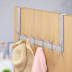 img 1 attached to YUMORE Over The Door Hooks, Stainless Steel Heavy Duty Door Hanger For Coats Robes Hats Clothes Towels, Hanging Towel Rack Organizer, Easy Install Space Saving Bathroom Hooks