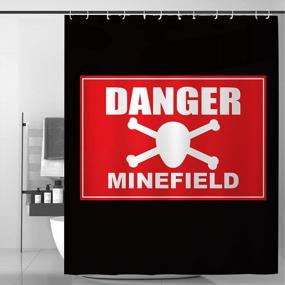 img 4 attached to Black 71"X71" Danger Minefield Funny Bathroom Shower Curtain Paintings Home Decor Accessories