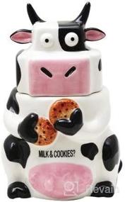 img 2 attached to 🐮 Cow Cookie Jar: Pacific Giftware Ceramic, Stylish Black/White Design, 10 inches High