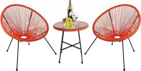 img 4 attached to Bigtree 3-Piece Patio Bistro Set With Acapulco Chairs & Glass Top Table - Perfect For Indoor, Patio, Poolside & Garden Conversations