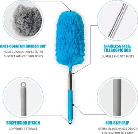 img 2 attached to 🧹 TIMIVO Microfiber Duster with Extension Pole - Washable Cleaning Tool for Office, Car, Computer, Window, Air Conditioner - Includes 2 Mini Dusters - 2 Pack