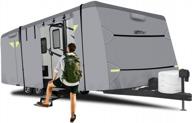 27-30ft rv travel trailer cover - breathable anti-uv camper storage 320d water resistant oxford, windproof buckle straps ripstop fabric. logo