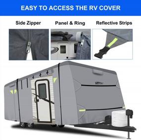 img 1 attached to 27-30Ft RV Travel Trailer Cover - Breathable Anti-UV Camper Storage 320D Water Resistant Oxford, Windproof Buckle Straps Ripstop Fabric.