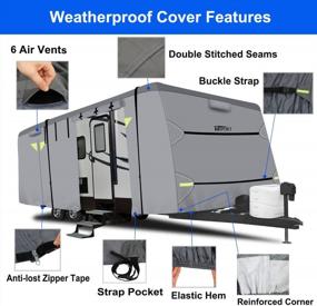 img 2 attached to 27-30Ft RV Travel Trailer Cover - Breathable Anti-UV Camper Storage 320D Water Resistant Oxford, Windproof Buckle Straps Ripstop Fabric.
