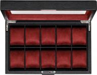 stylish and secure: rothwell 10 slot leather watch box with glass top, ideal for watch enthusiasts logo