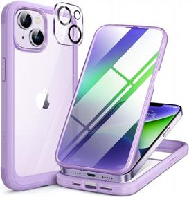 img 4 attached to Miracase Glass Series For IPhone 14 Plus Case 6.7 Inch: 2022 Upgrade Clear Bumper Case With 9H Tempered Glass Screen Protector And Camera Lens Protectors In Purple