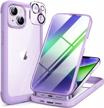 miracase glass series for iphone 14 plus case 6.7 inch: 2022 upgrade clear bumper case with 9h tempered glass screen protector and camera lens protectors in purple logo