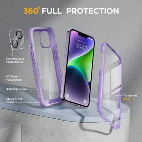 img 1 attached to Miracase Glass Series For IPhone 14 Plus Case 6.7 Inch: 2022 Upgrade Clear Bumper Case With 9H Tempered Glass Screen Protector And Camera Lens Protectors In Purple