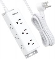 10ft wall mount power strip surge protector - 9 widely spaced outlets, flat plug extension cord with overload protection for home office. logo