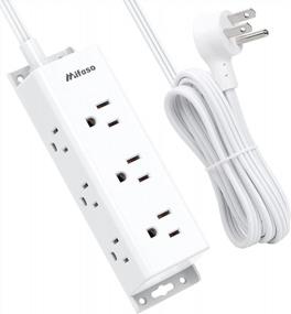 img 4 attached to 10Ft Wall Mount Power Strip Surge Protector - 9 Widely Spaced Outlets, Flat Plug Extension Cord With Overload Protection For Home Office.