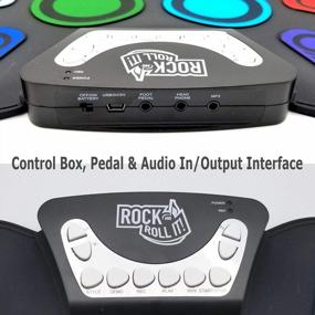 img 1 attached to MUKIKIM Rock And Roll It CodeDrum — портативная электронная барабанная установка для детей и взрослых с силиконовым радужным барабанным пэдом, наушниками, педалями, барабанными палочками и буклетом «Play-By-Color».