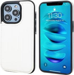 img 2 attached to Protective And Convenient Onetop IPhone 14 Pro Wallet Case With Card Holder, Kickstand And Magnetic Clasp - White