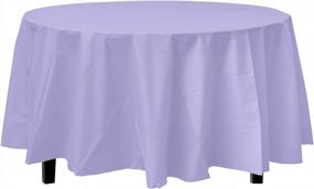 img 4 attached to Get Ready To Impress With Our 12-Pack Premium Lavender Plastic Tablecloth For 84In. Round Tables