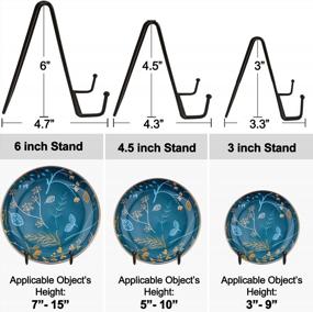 img 3 attached to Assorted Black Plate Display Stands - 3, 4.5, And 6 Inch Plate Holder Stands For Decorative Dishes, Books, And Photos - Metal Picture Easels For Table Art And Picture Frames