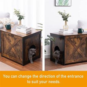 img 2 attached to 🐾 DWANTON Cat Litter Box Furniture Hidden - Reversible Entrance, Stylish Indoor Cat Box Enclosure, Wooden Cabinet, Nightstand End Table