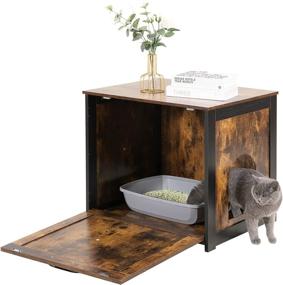 img 3 attached to 🐾 DWANTON Cat Litter Box Furniture Hidden - Reversible Entrance, Stylish Indoor Cat Box Enclosure, Wooden Cabinet, Nightstand End Table