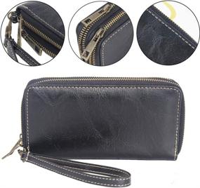 img 1 attached to Women's Double Zipper Clutch Wallet - Handy Handbag Wallet Combo