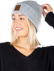 img 4 attached to Funky Junque'S Cozy Classic Rib Beanie: Warm And Stylish Unisex Winter Hat With Suede Patch