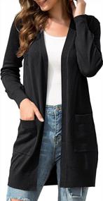 img 3 attached to Long Knitted Cardigans For Women With Pockets: Open Front Sweaters By FOLUNSI