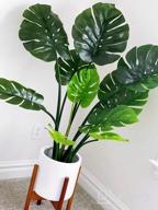 img 1 attached to FOPAMTRI Artificial Monstera Deliciosa Plant 43" Fake Tropical Palm Tree, Perfect Faux Swiss Cheese Plant For Home Garden Office Store Decoration, 11 Leaves review by Kerri Edwardz