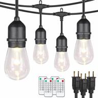 mlambert 3 pack 3-color in 1 48ft led dimmable outdoor string lights with remote, plug in warm white soft white daylight white waterproof hanging edison bistro cafe light-total 144ft логотип