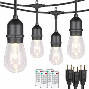 img 4 attached to Mlambert 3 Pack 3-Color In 1 48Ft LED Dimmable Outdoor String Lights With Remote, Plug In Warm White Soft White Daylight White Waterproof Hanging Edison Bistro Cafe Light-Total 144Ft
