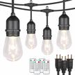 mlambert 3 pack 3-color in 1 48ft led dimmable outdoor string lights with remote, plug in warm white soft white daylight white waterproof hanging edison bistro cafe light-total 144ft logo
