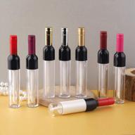 16 pcs 5ml empty lip gloss tubes, refillable wine bottle shape diy lip oil sample travel vials, creative portable kawaii lip glaze packaging tube with wand logo