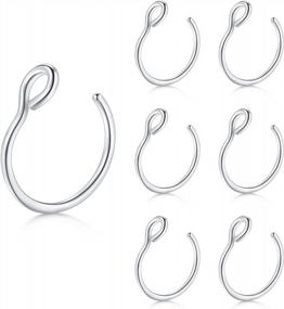 img 4 attached to Non-Pierced Clip On Fake Septum Nose Rings Hoop Jewelry For Women Men - QWALIT Faux Piercing Jewelry