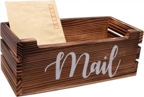 img 1 attached to Rustic Wooden Mail Organizer Box For Tabletop Storage Of Letters, Bills, Coupons, Notebooks And Pens
