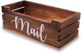 img 3 attached to Rustic Wooden Mail Organizer Box For Tabletop Storage Of Letters, Bills, Coupons, Notebooks And Pens