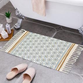 img 4 attached to 2'X3' Hand Woven Cotton Area Rug With Fringe Print Tassels Throw Rugs Carpet Door Mat For Bathroom, Bedroom, Living Room And Laundry Room - Yellow