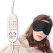 usb heated eye mask, reusable electric soft sleeping blindfold with temperature and time control for dry eyes/puffy eyes relief - black logo