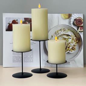 img 2 attached to 3" Ivory Flat Top Battery Operated Flameless Candles With Moving Flame Wick, Remote Control Timer & Bright Pillar Candle For Fireplace Candelabra Or Desk Decor