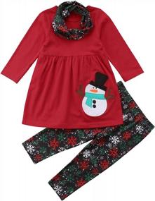 img 2 attached to Toddler Girls Thanksgiving Outfit - Long Sleeve Top, Tutu & Leggings Set For Autumn/Winter Christmas