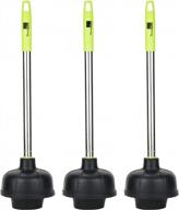 steadmax 3-pack heavy duty rubber toilet plungers with stainless steel handles and double thrust force cups - ideal for commercial and domestic use in bathrooms, kitchens, and more! logo