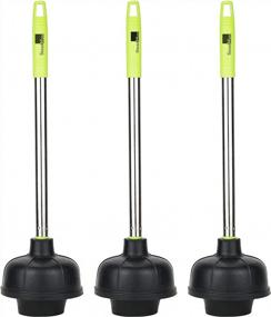 img 4 attached to SteadMax 3-Pack Heavy Duty Rubber Toilet Plungers With Stainless Steel Handles And Double Thrust Force Cups - Ideal For Commercial And Domestic Use In Bathrooms, Kitchens, And More!