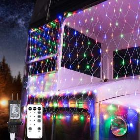 img 4 attached to BrizLabs 360 LED Christmas Net Lights с пультом дистанционного управления - многоцветные сетчатые светильники для внутренних и наружных украшений