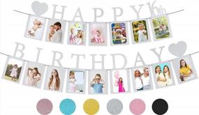 img 4 attached to Pre-Assembled Silver Sweet 16 Photo Banner With 16 Photo Card Frames - Perfect Decoration For Girls' 16Th Birthday Party
