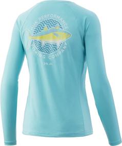 img 4 attached to 👚 HUK Women's Standard Pursuit Long Sleeve Performance Shirt + Sun Protection, Tuna-Blue Radiance, X-Large - Ultimate Performance Apparel for Women with Enhanced Sun Protection