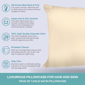 img 1 attached to 🌟 Spasilk Satin Pillowcase for Hair and Face - King Size, Gold - Enhanced SEO