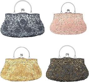 img 3 attached to EROUGE Beaded Sequin Design Evening Women's Handbags & Wallets in Clutches & Evening Bags