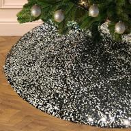 48 inch double-layer sequin christmas tree skirt - black champagne for halloween & fall decorations logo