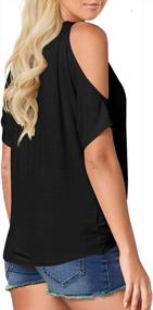img 3 attached to Stay Cool This Summer With LEIYEE Cold Shoulder Tops - Twist Knot V Neck T-Shirts & Draped Blouses For Women