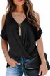 stay cool this summer with leiyee cold shoulder tops - twist knot v neck t-shirts & draped blouses for women logo